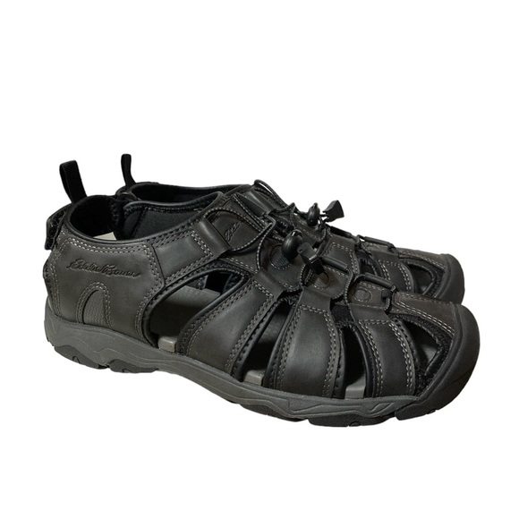 Eddie Bauer Meridian Men's 9 Bump Toe Fisherman Sandals Black Outdoor Shoes - Picture 1 of 12